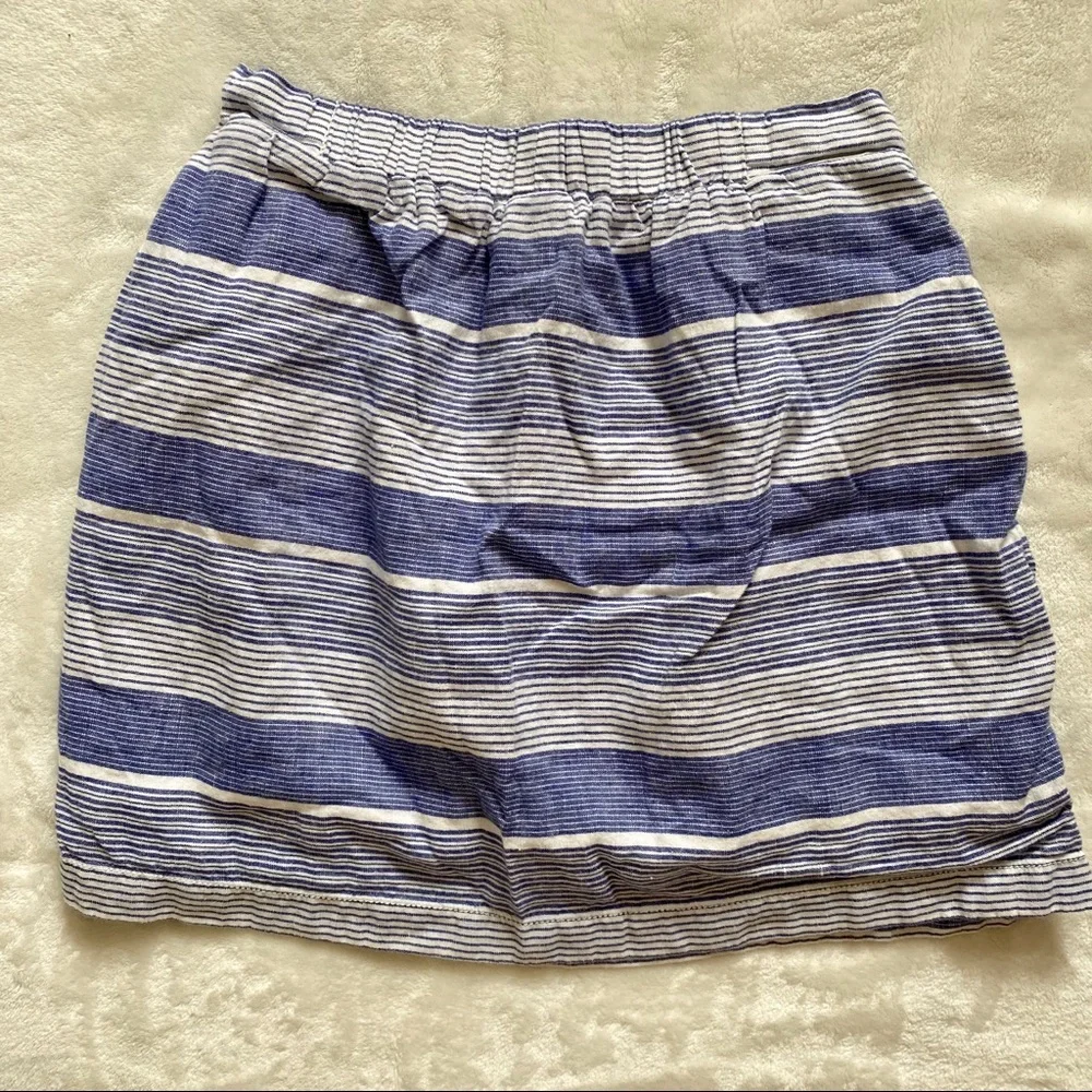 Gap Lined Linen/Cotton Striped‎ Drawstring Elastic Waist Skirt Size Small